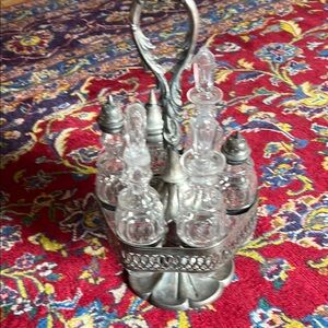 Elegant Glass and Metal Cruet Set